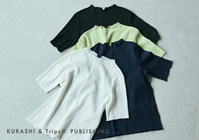 「一枚で、品よく涼しく」コットン混の楊柳Tシャツの画像