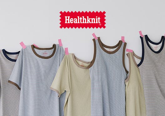 Healthknit / リブボーダーTシャツ / カップ付きタンクトップの画像